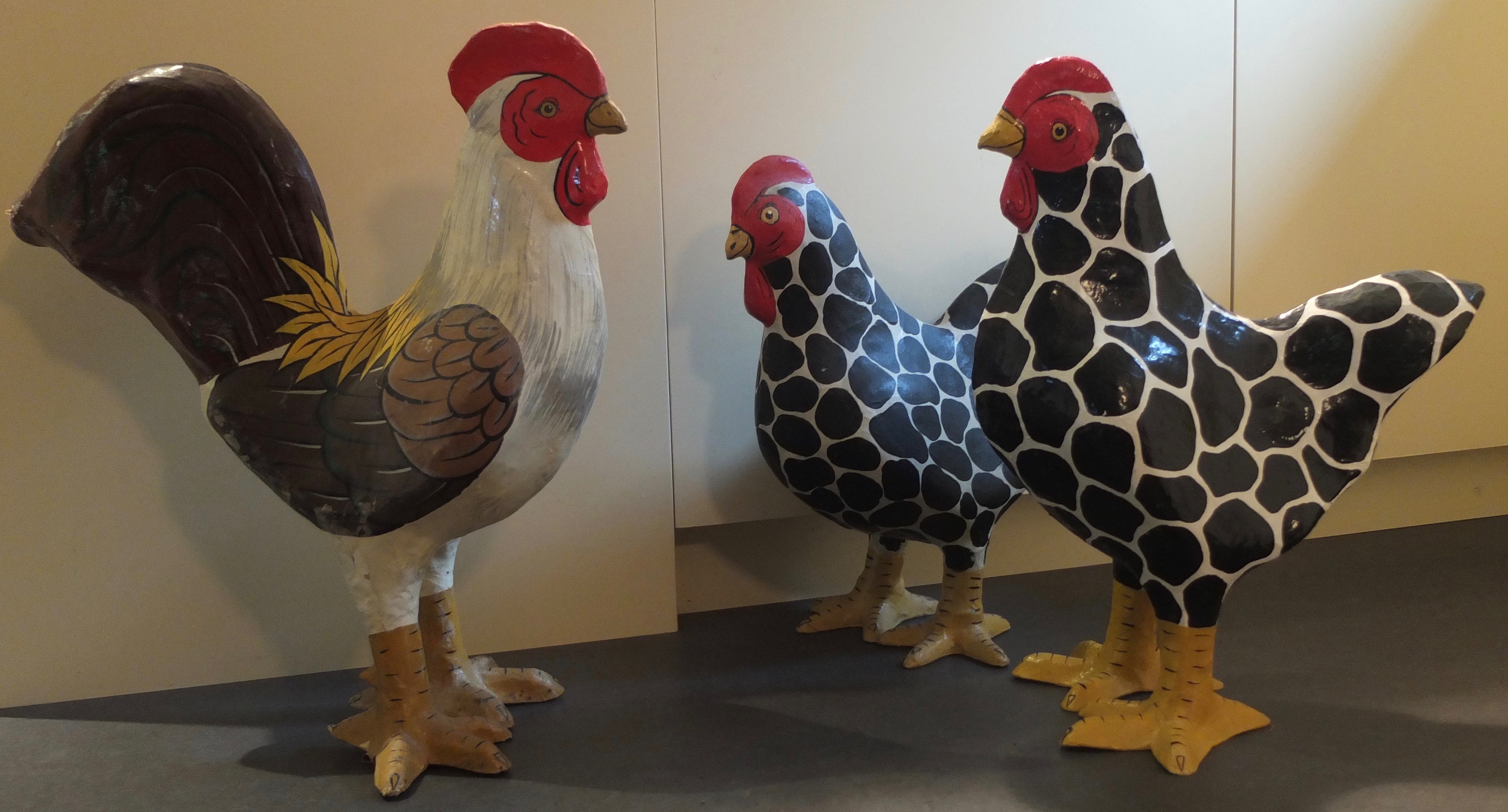 Paper Mache Chickens